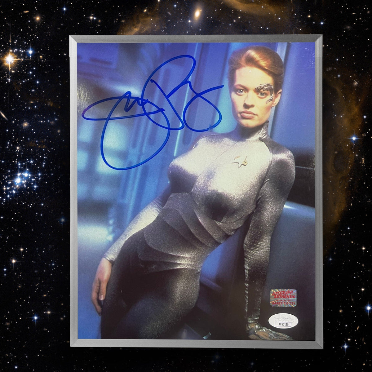 Jeri Ryan Autographed Voyager Photo Blue (8x10)-2
