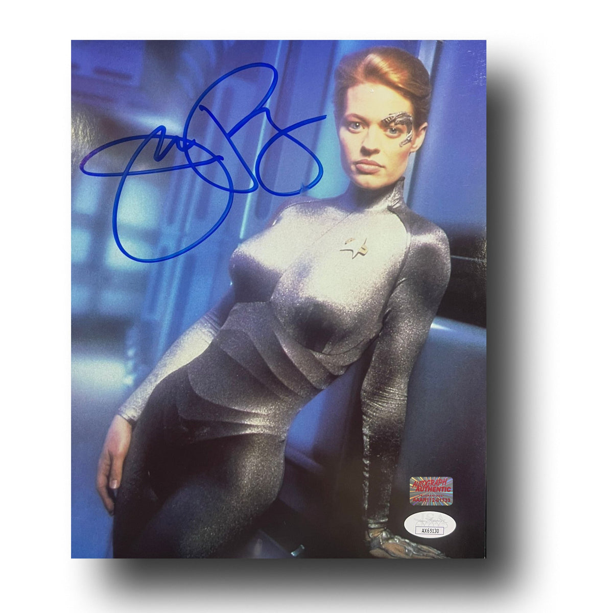 Jeri Ryan Autographed Voyager Photo Blue (8x10)