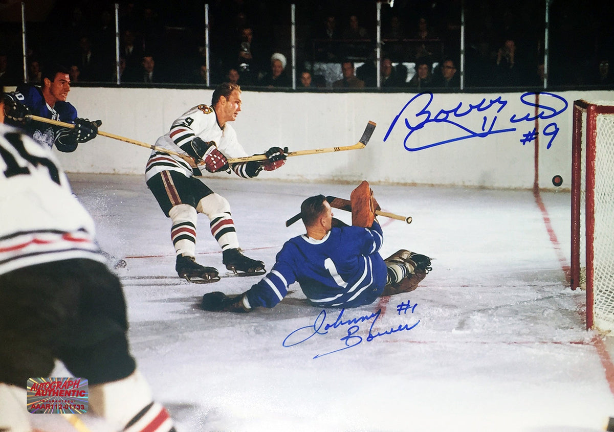 Johnny Bower & Bobby Hull Dual Signed 8x12 Photograph-1