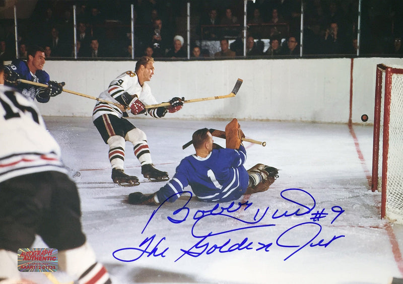 Bobby Hull Signed 8x12 Photograph with Johnny Bower-1