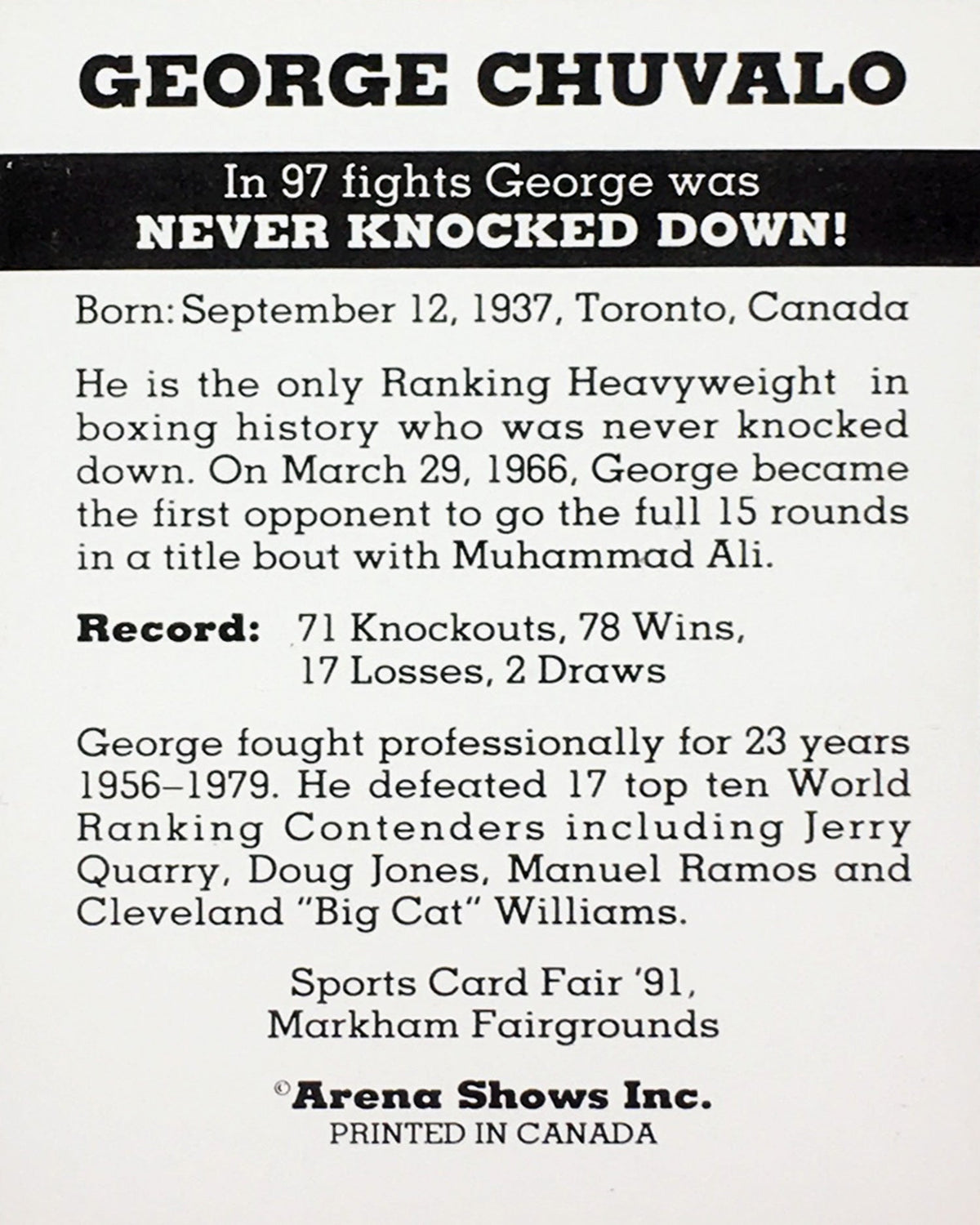 George Chuvalo Boxing Card-2