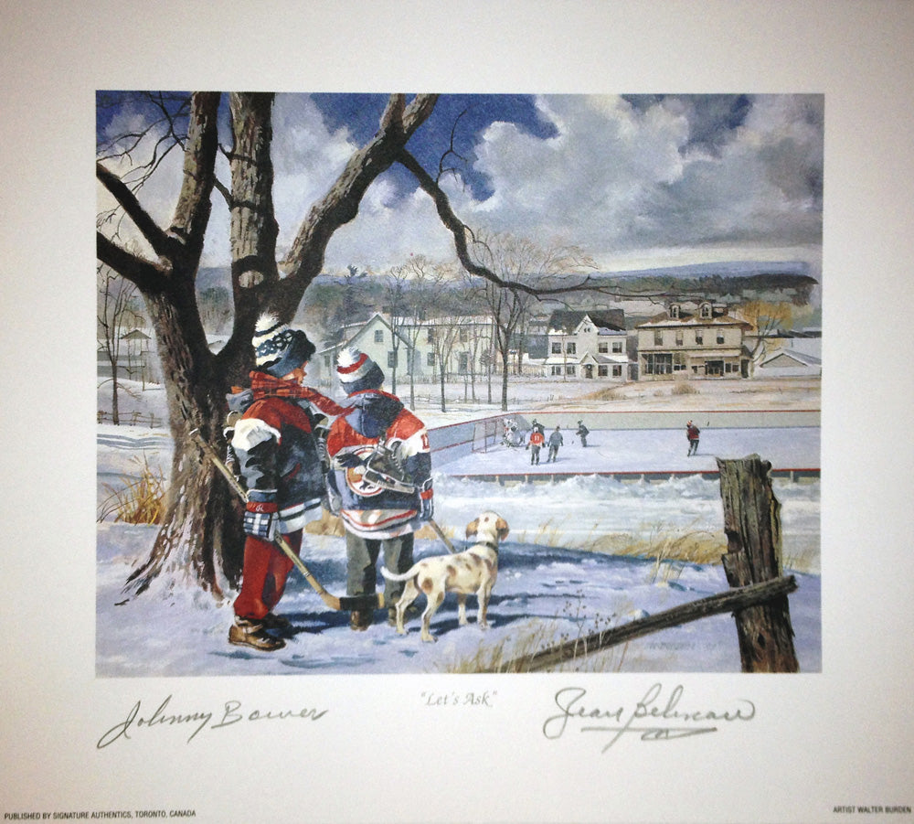 Let's Ask Lithograph Signed by Johnny Bower & Jean Béliveau