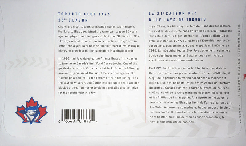 1992 Toronto Blue Jays World Series First Day of Issue Stamp-2