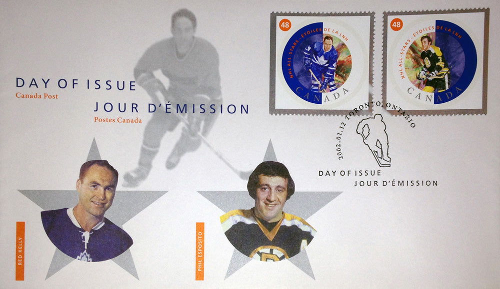 Red Kelly & Phil Esposito 2002 Day of Issue Stamp Set-1
