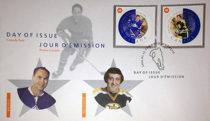 Red Kelly & Phil Esposito 2002 Day of Issue Stamp Set-1