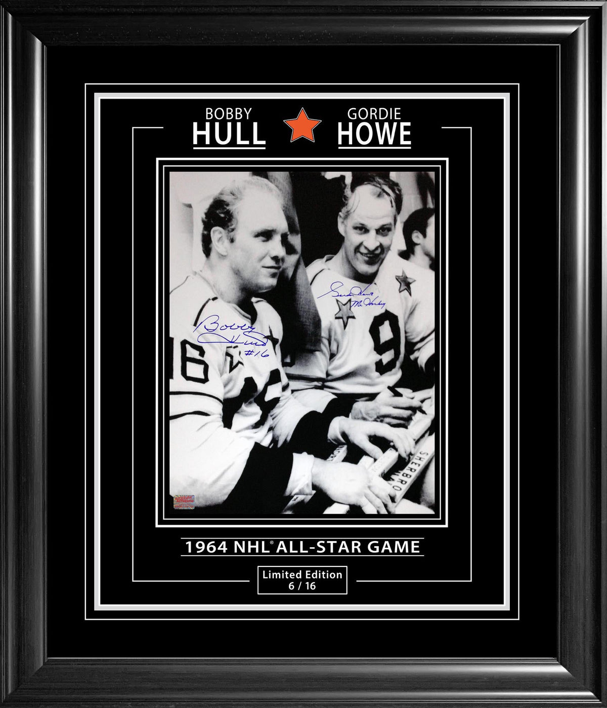 Gordie Howe & Bobby Hull Signed 11x14 Framed Photo /16