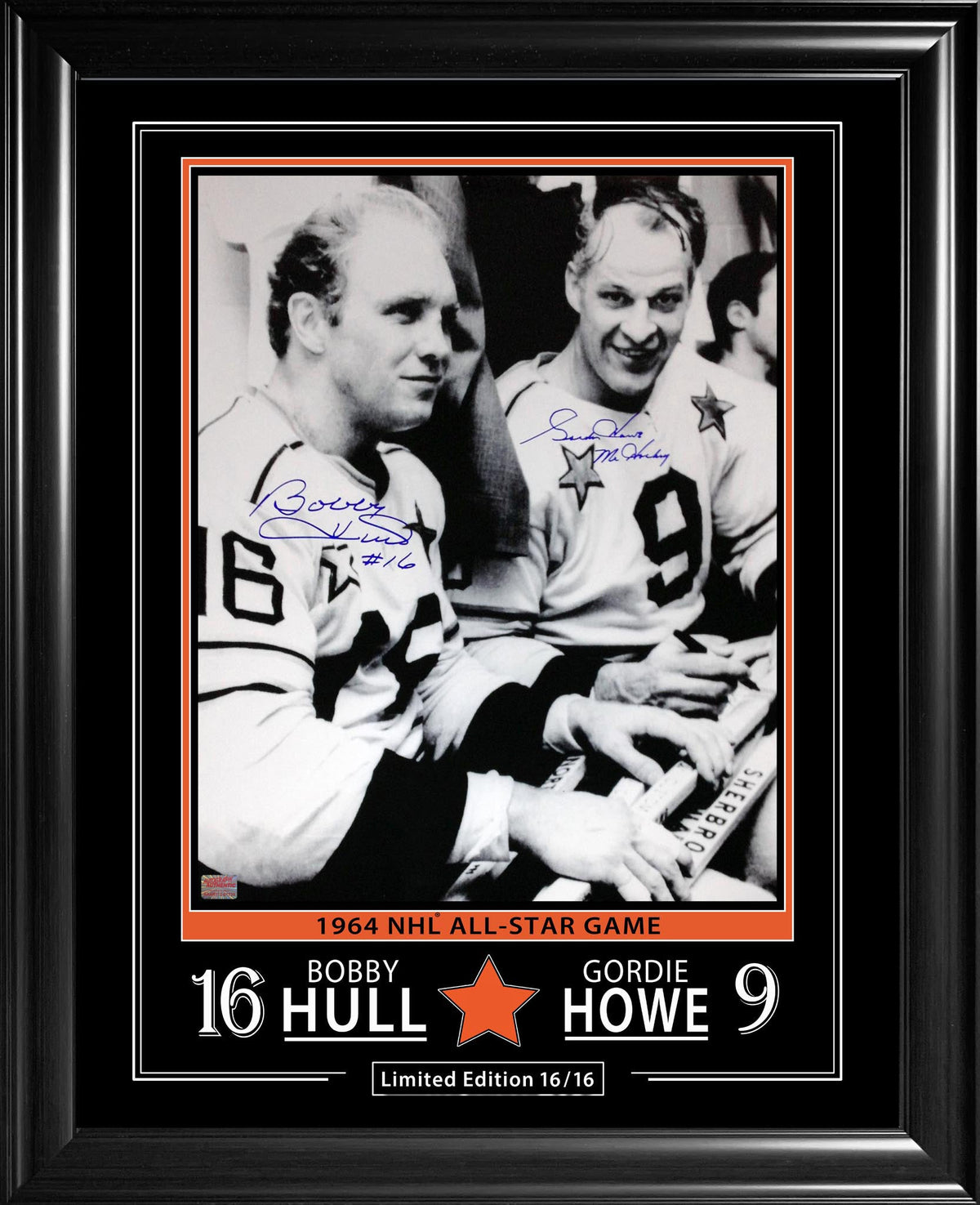 Gordie Howe & Bobby Hull Signed 16x20 Framed #16 of 16