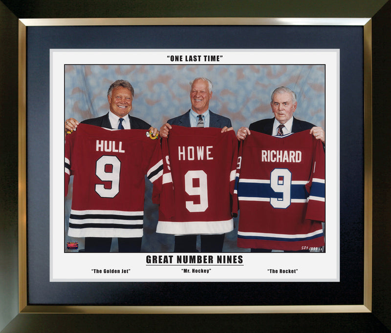 Three Great Nines Hockey Legends Framed Display (24x20)-1