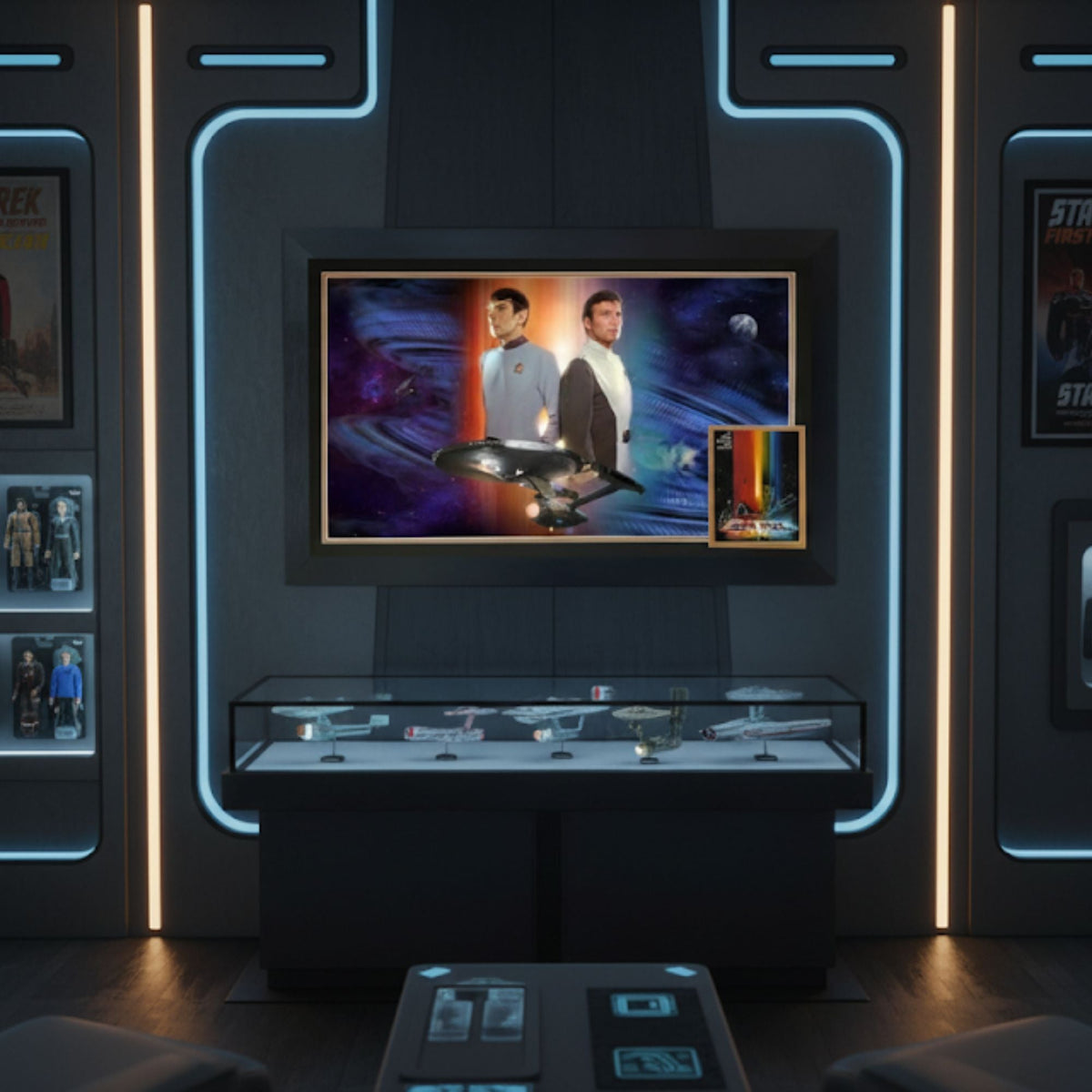 Shatner & Nimoy Dual Signed Star Trek Framed Print (38.5x28)-5