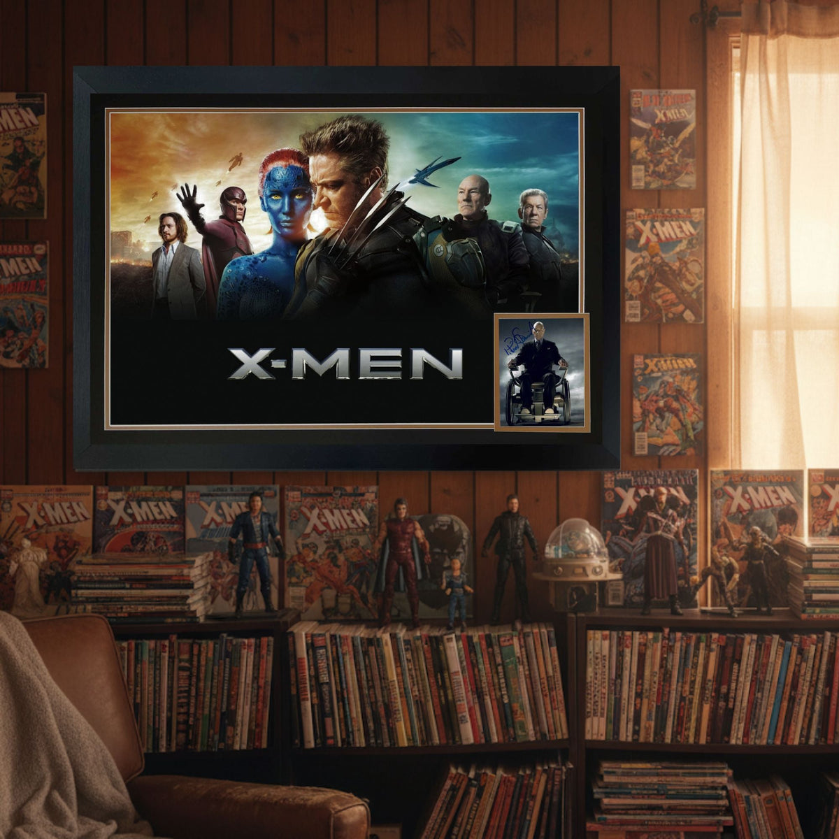 Patrick Stewart Signed X-Men Professor Charles Display (38.5x28)-2