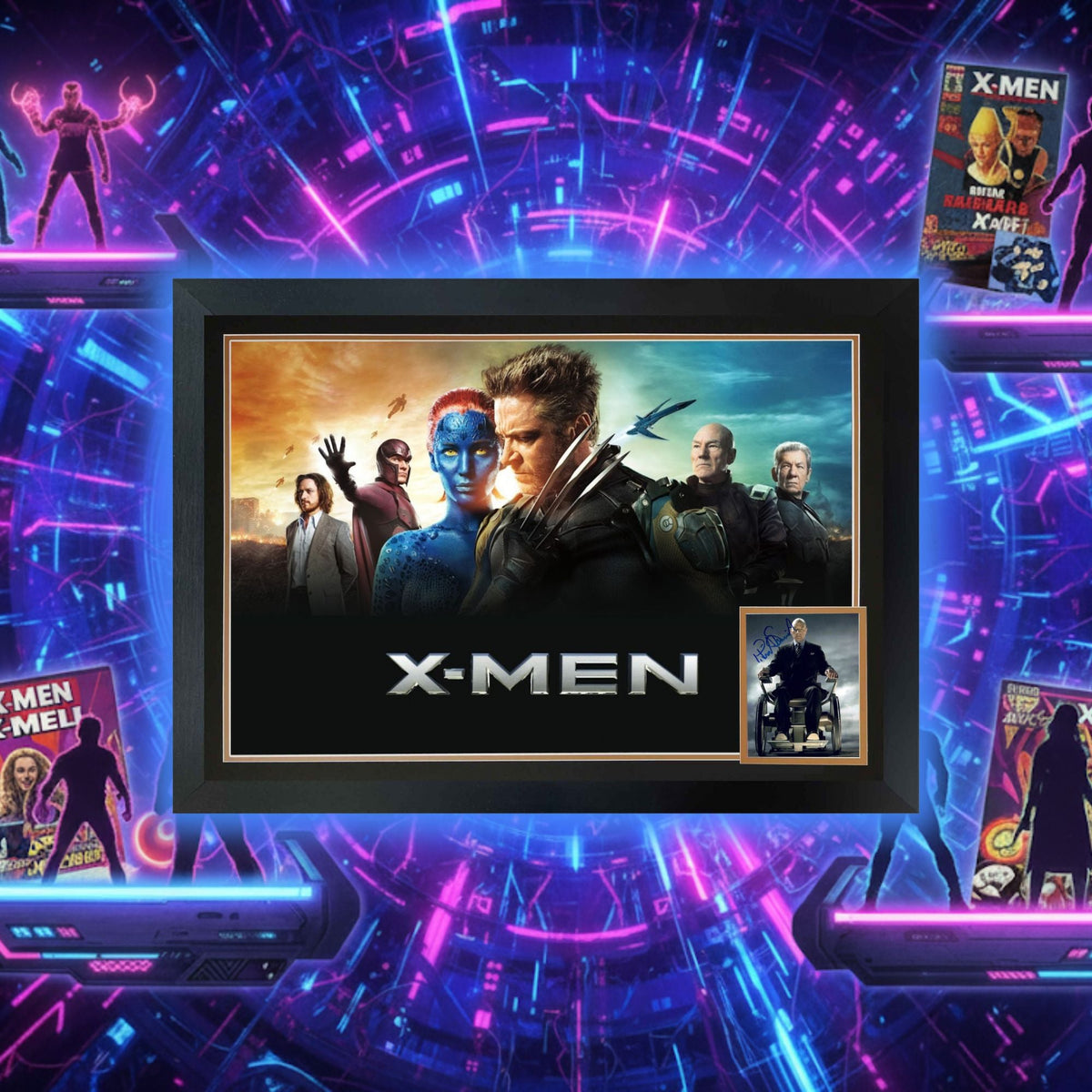 Patrick Stewart Signed X-Men Professor Charles Display (38.5x28)-3