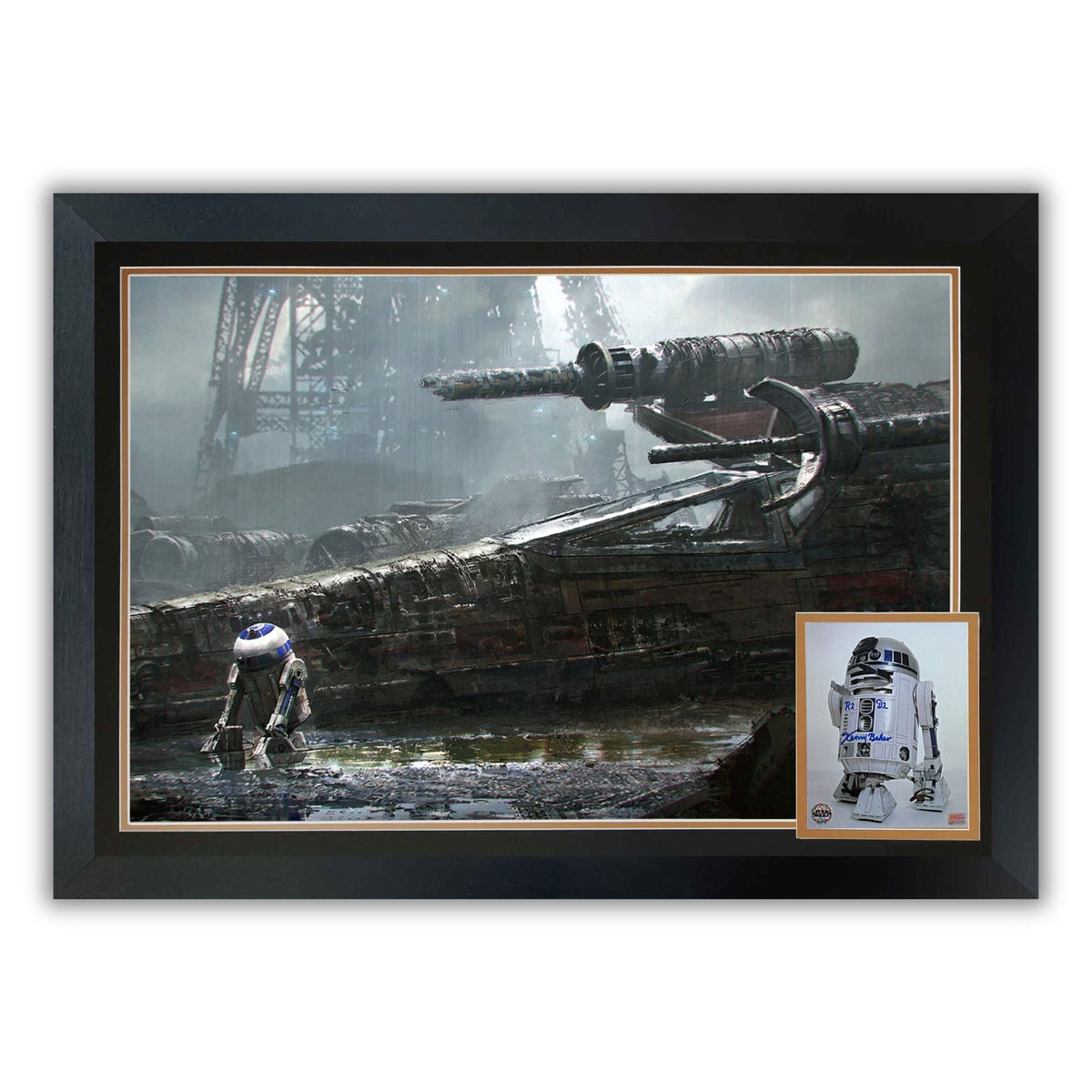 Kenny Baker Signed Star Wars R2-D2 Dagobah Framed Photo (38.5x28)-1