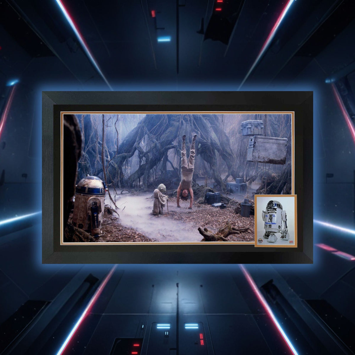 Star Wars R2-D2 & Yoda Dagobah Autographed Framed Display-3