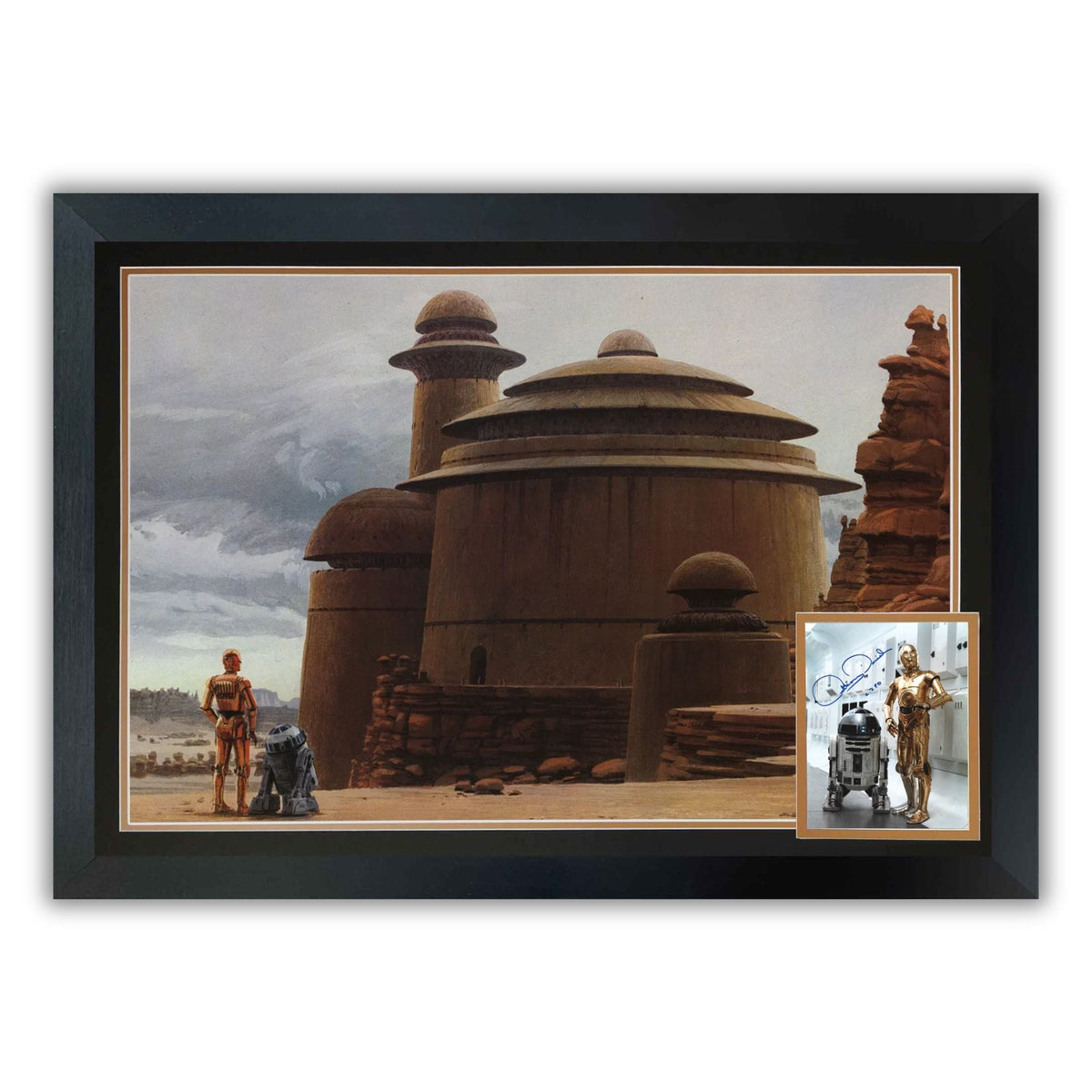 Anthony Daniels Signed Star Wars C-3PO & R2-D2 Framed Photo