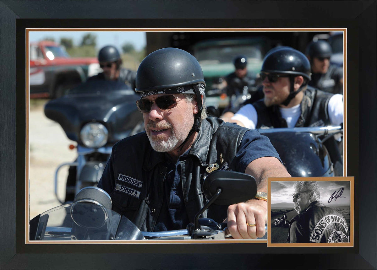 Ron Perlman Signed Sons of Anarchy Framed Motorcycle Photo