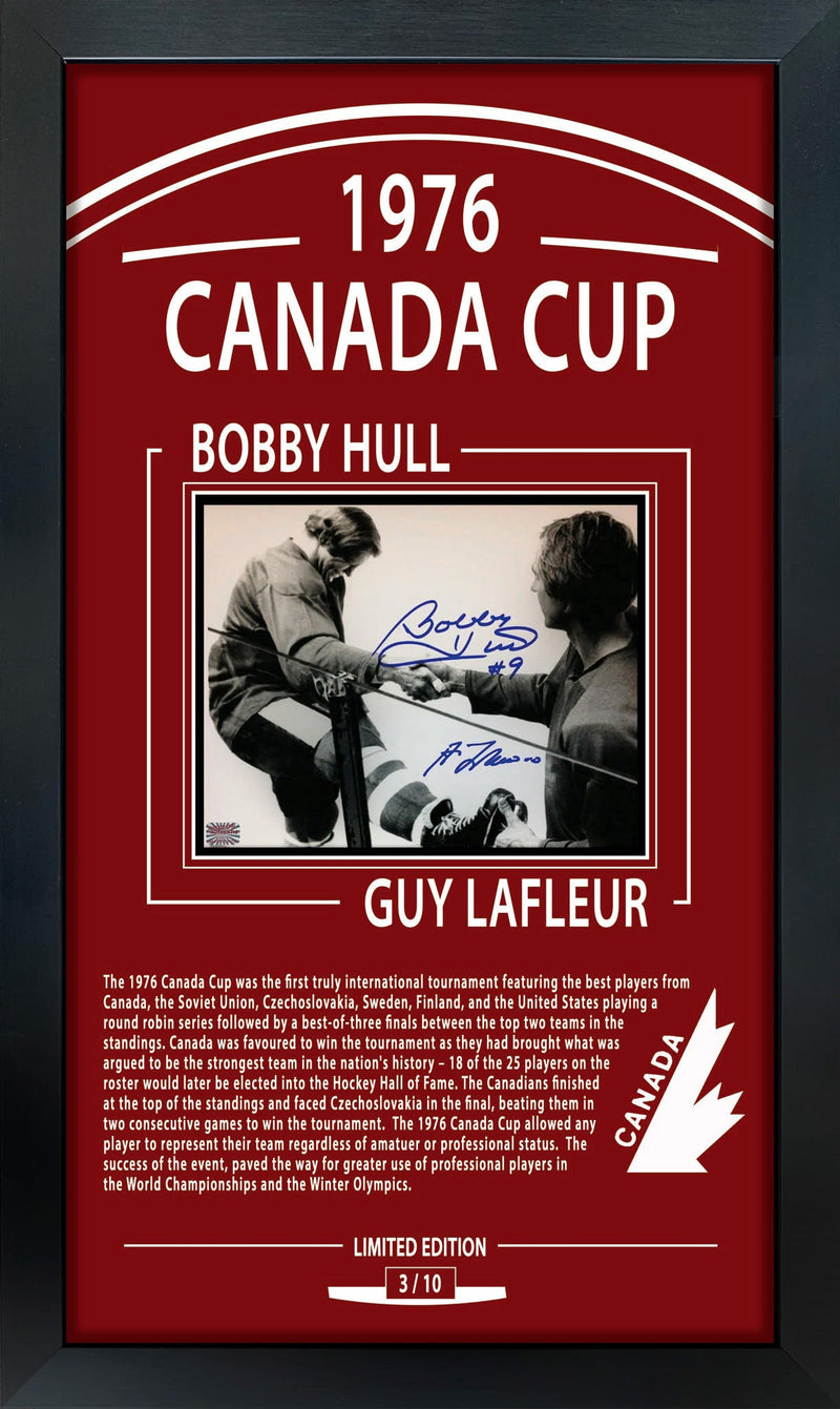 Bobby Hull & Guy Lafleur Signed Team Canada 8x10 Frame /10-1