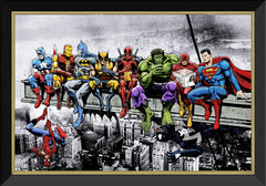 Marvel & DC Superheroes Lunch on a Skyscraper Framed Poster-1
