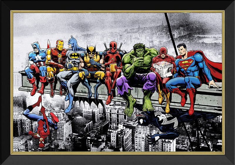 Marvel & DC Superheroes Lunch on a Skyscraper Framed Poster-1