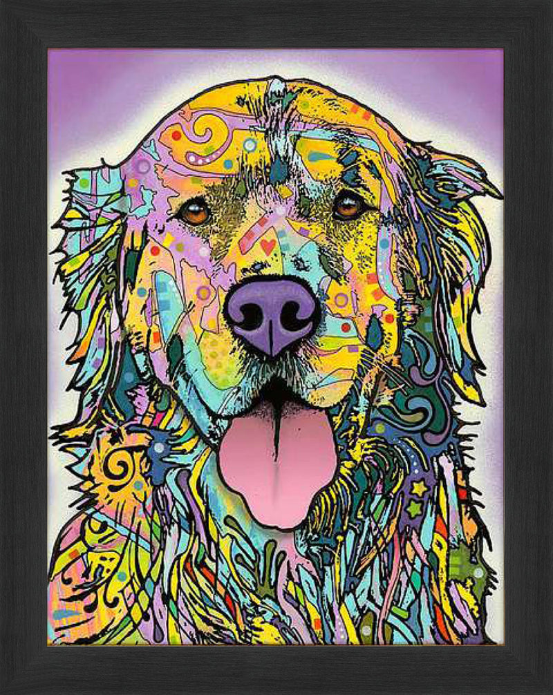 Silence Is Golden Retriever Framed Canvas Wall Art (33.5x23.5)-1