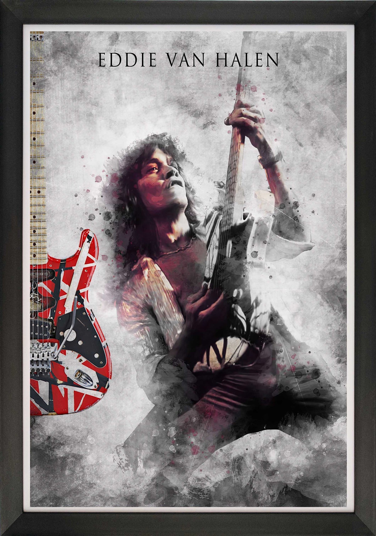 Eddie Van Halen Guitar Solo Framed Wall Poster (33.5x23.5)