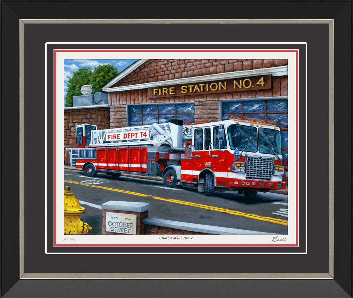 Chariot of the Brave - Framed Fire Truck Print /77 (29.5x25.5)