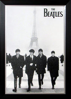 The Beatles at the Eiffel Tower Framed Canvas (33.5x23.5)-1