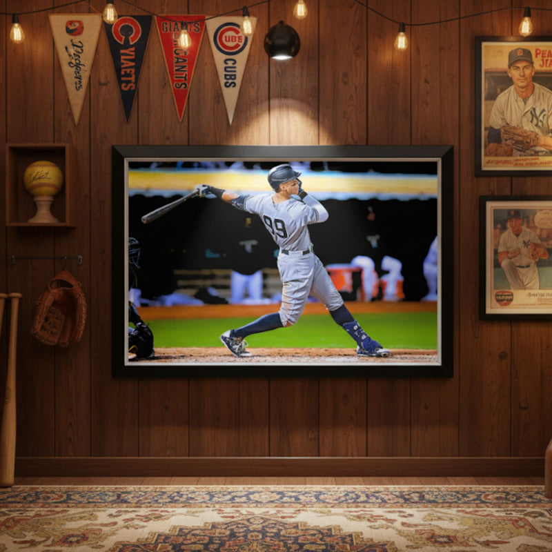 Aaron Judge New York Yankees #99 Framed Canvas Wall Art (33x23)-2