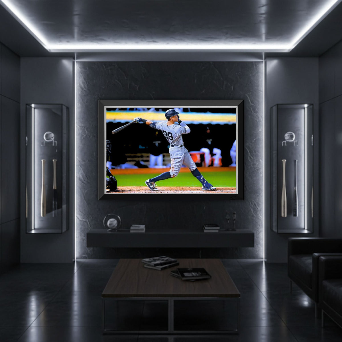 Aaron Judge New York Yankees #99 Framed Canvas Wall Art (33x23)-3