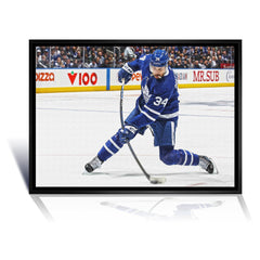 Auston Matthews Slapshot Toronto Framed Canvas (31.5x22.5)-1