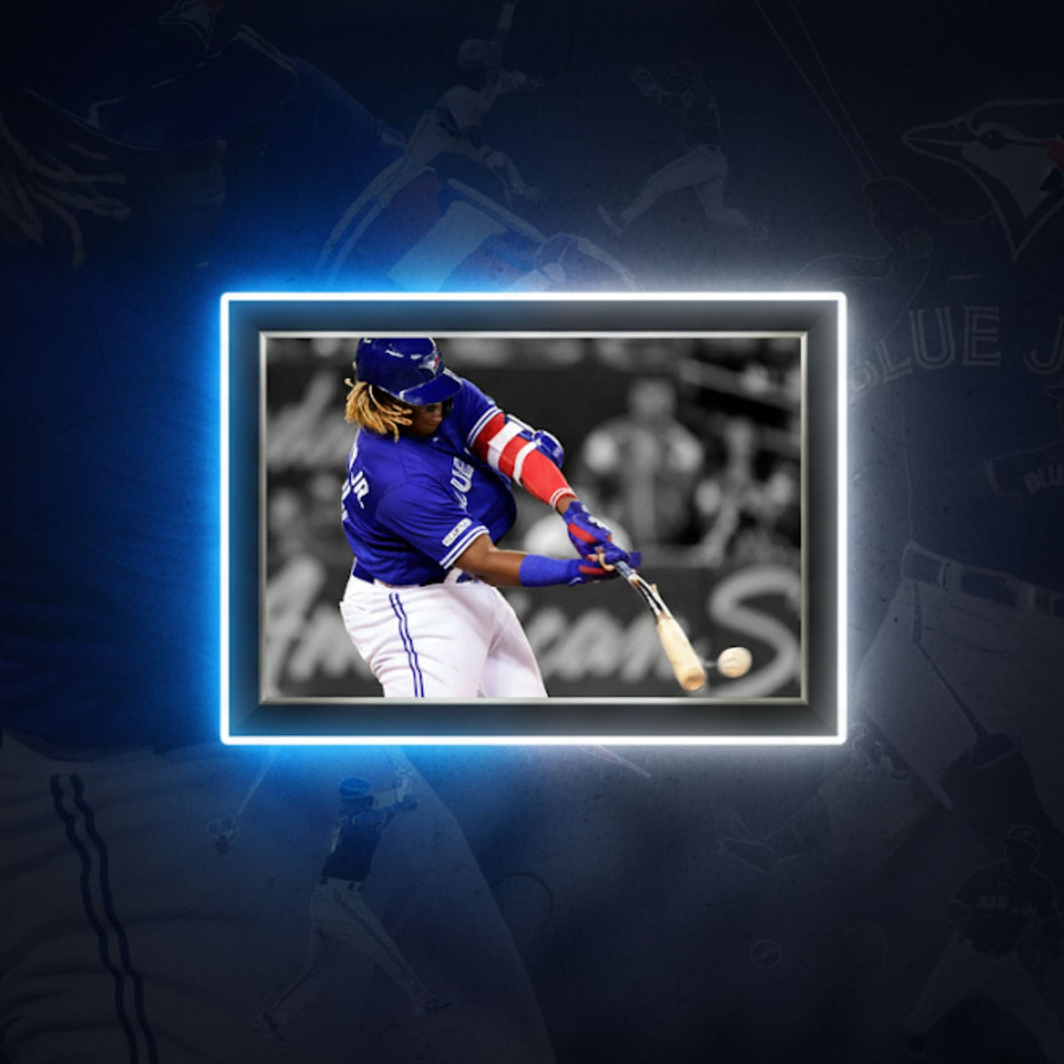 Vladimir Guerrero Jr. Bat Breaking Framed Canvas (33.5x23.5)-2