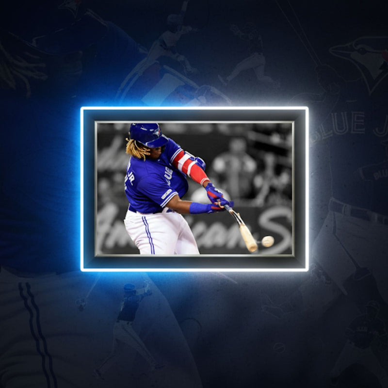 Vladimir Guerrero Jr. Bat Breaking Framed Canvas (33.5x23.5)-2