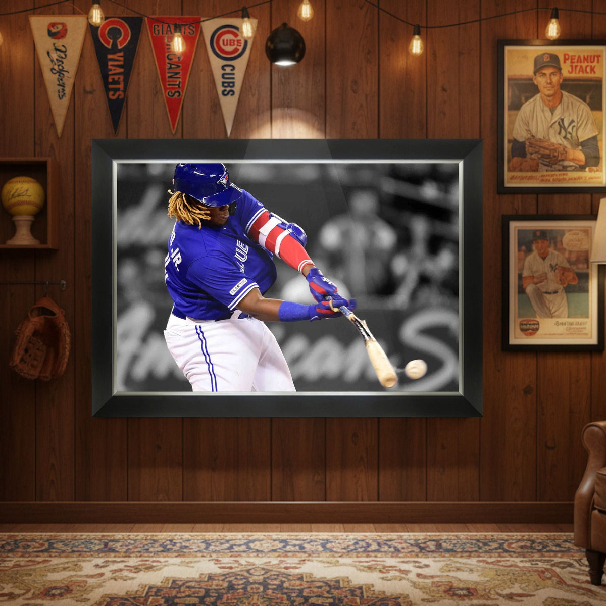 Vladimir Guerrero Jr. Bat Breaking Framed Canvas (33.5x23.5)-3
