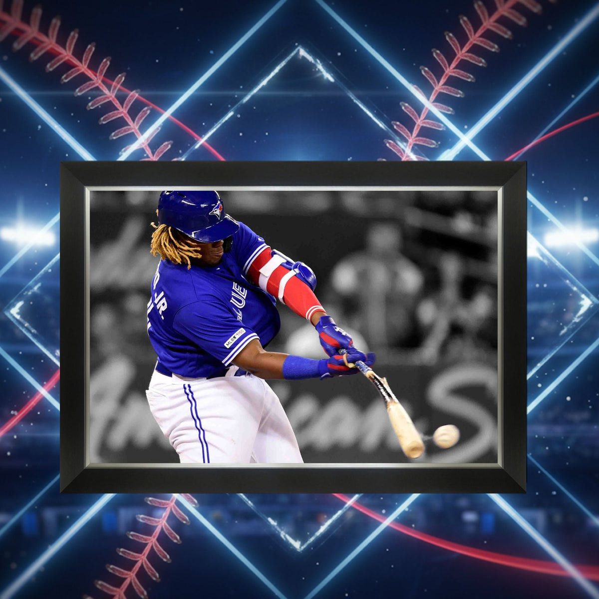Vladimir Guerrero Jr. Bat Breaking Framed Canvas (33.5x23.5)-5