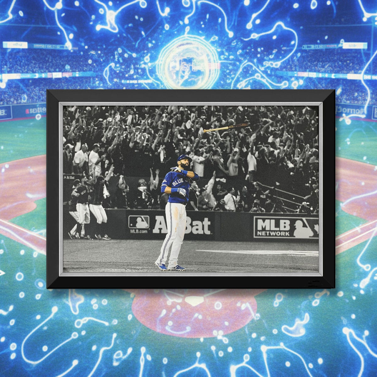 Jose Bautista Iconic Bat Flip Framed Canvas (33.5x23.5)-5