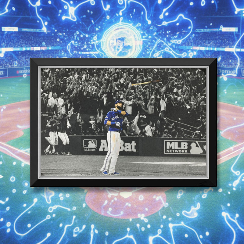 Jose Bautista Iconic Bat Flip Framed Canvas (33.5x23.5)-5