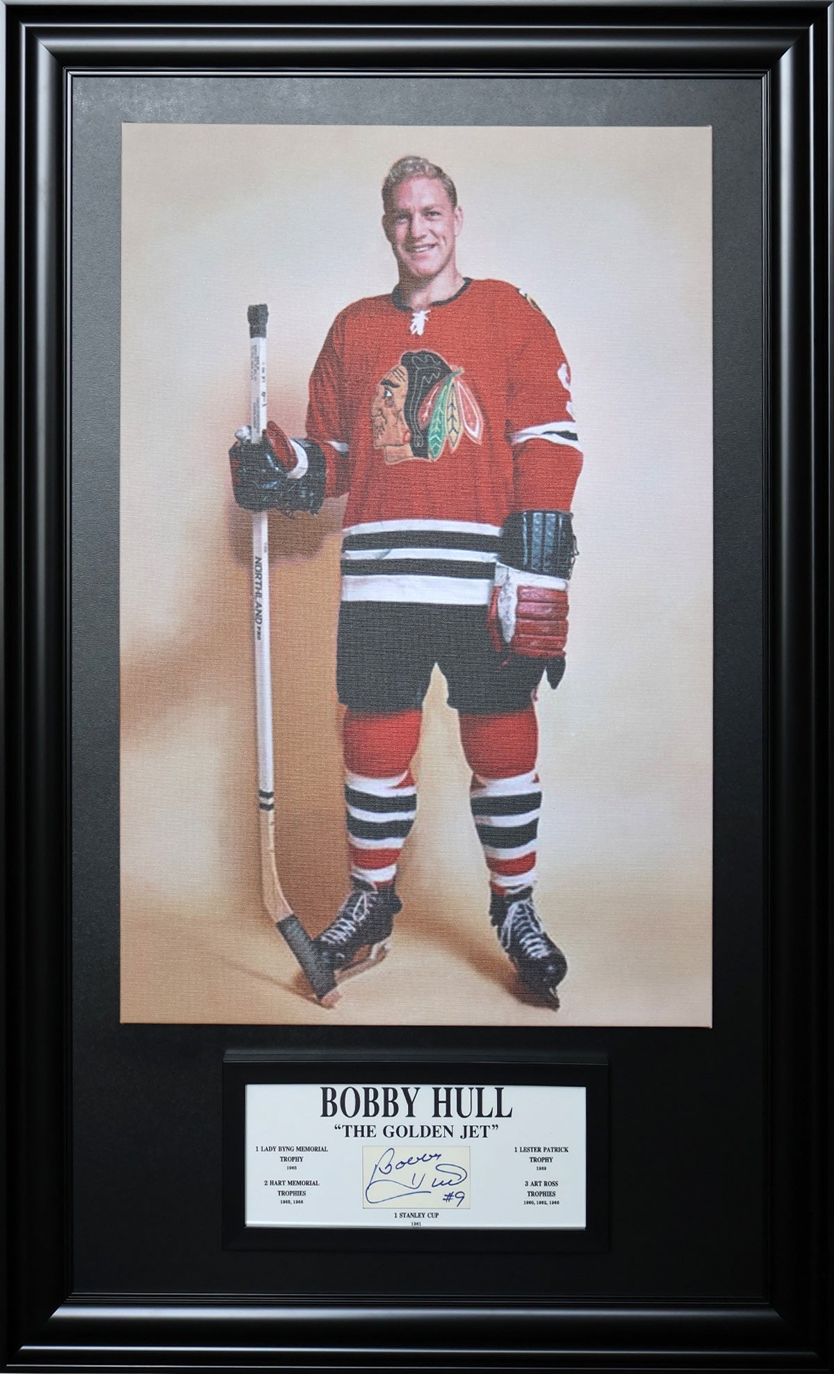 Bobby Hull Signature Framed Plaque & Canvas (49.5x29.5)-1