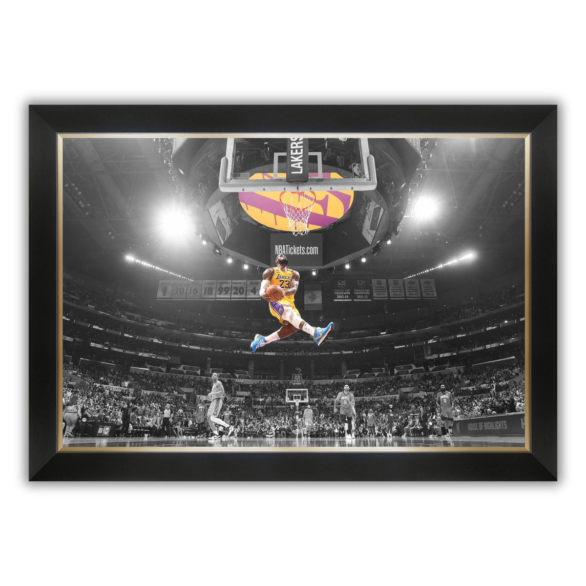 LeBron James Slam Dunk Tribute Framed Canvas (33.5x23.5)