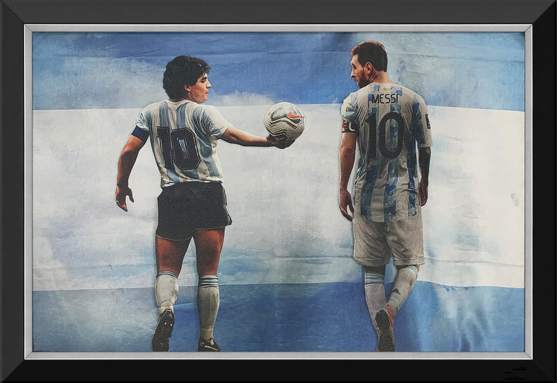 Lionel Messi & Diego Maradona Argentina Framed Canvas (33.5x23.5)-1