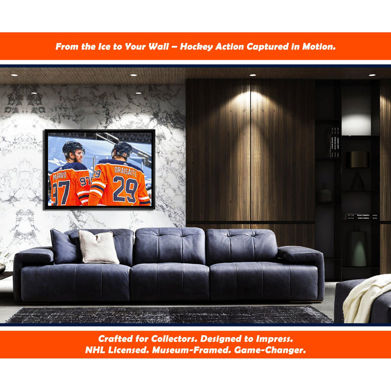 Connor McDavid and Leon Draisaitl Edmonton Framed Canvas-3