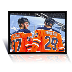Connor McDavid and Leon Draisaitl Edmonton Framed Canvas-1