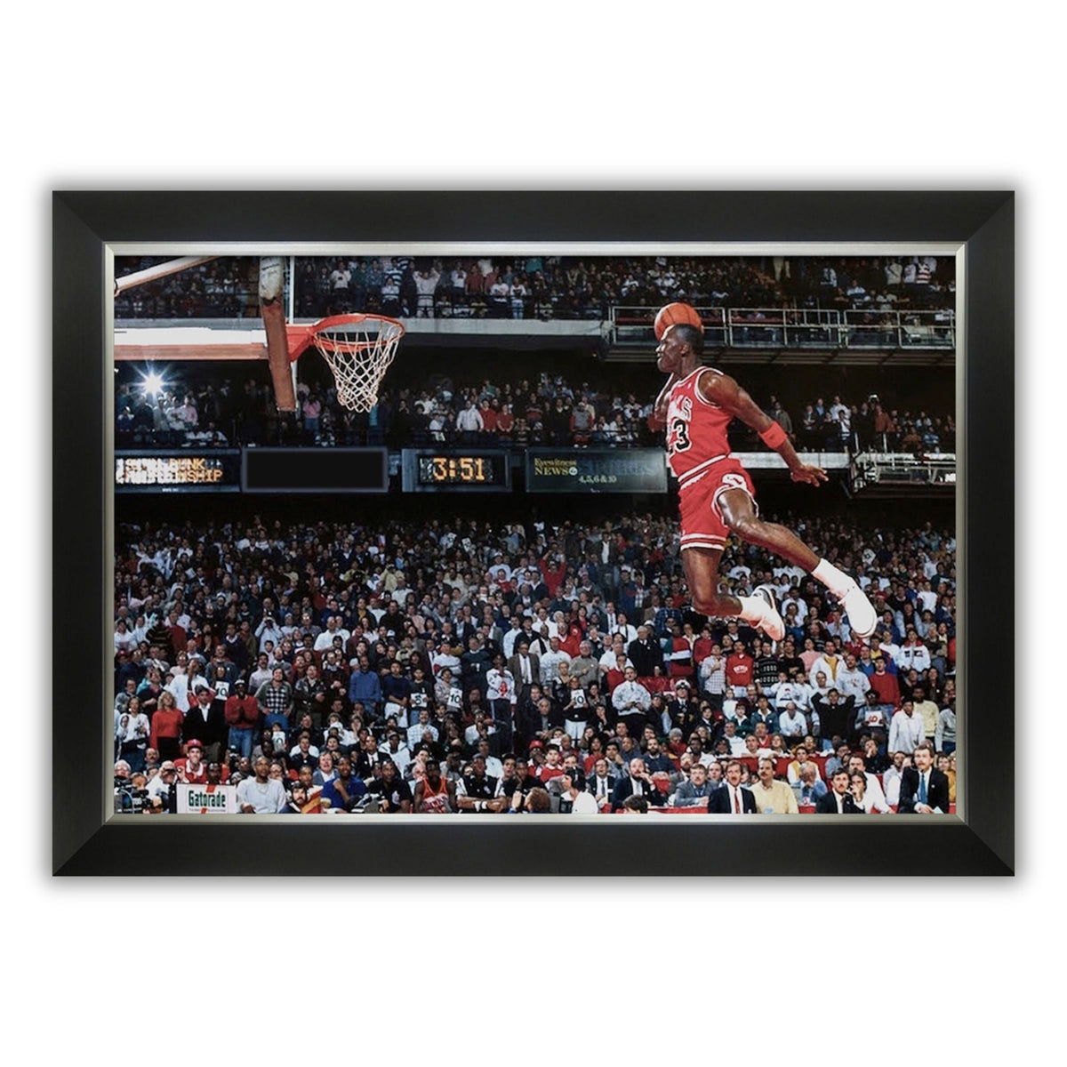 Michael Jordan 1988 Slam Dunk Contest Framed Canvas (33.5x23.5)