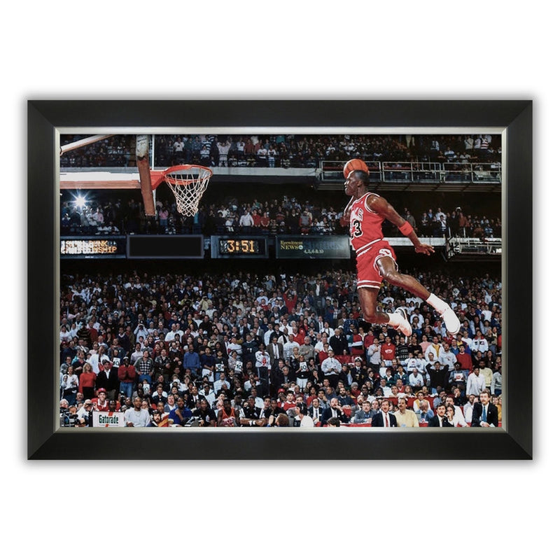 Michael Jordan 1988 Slam Dunk Contest Framed Canvas (33.5x23.5)-1