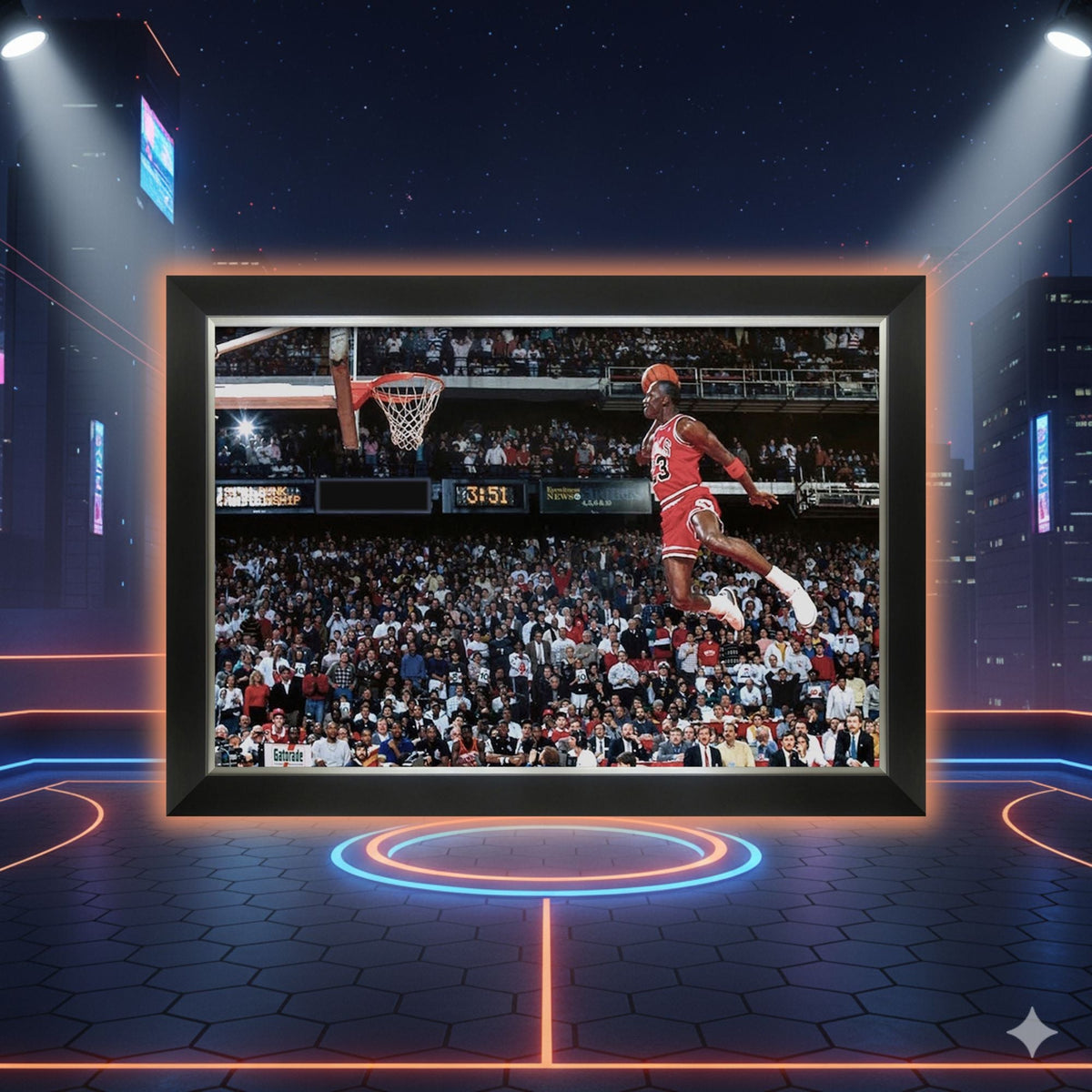 Michael Jordan 1988 Slam Dunk Contest Framed Canvas (33.5x23.5)-3