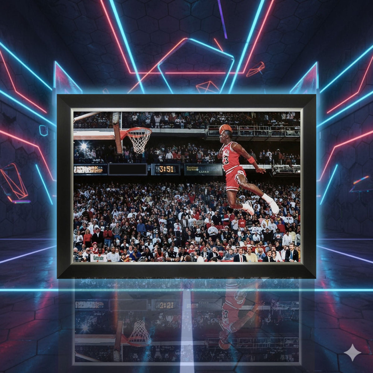 Michael Jordan 1988 Slam Dunk Contest Framed Canvas (33.5x23.5)-5