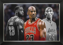 Michael Jordan, Kobe Bryant & LeBron James Framed Canvas-1