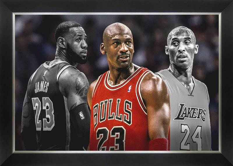 Michael Jordan, Kobe Bryant & LeBron James Framed Canvas-1