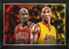 Michael Jordan & Kobe Bryant Framed Canvas (33.5x23.5)-1