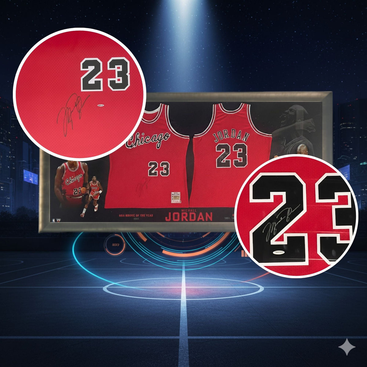 Michael Jordan Epic Chicago Bulls Framed Rookie & Jerseys (97x45)-2