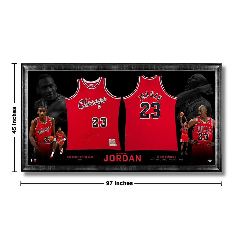 Michael Jordan Epic Chicago Bulls Framed Rookie & Jerseys (97x45)-4