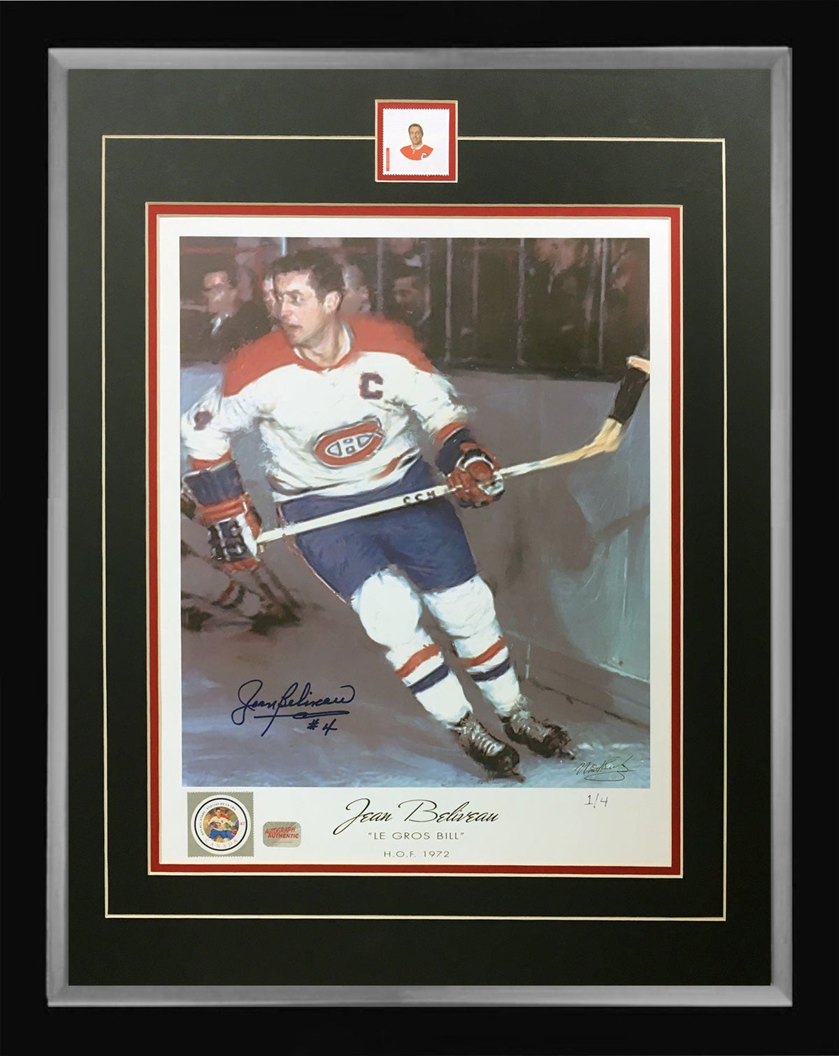 Jean Beliveau Autographed Framed Lithograph #1 of 4 (24x20)